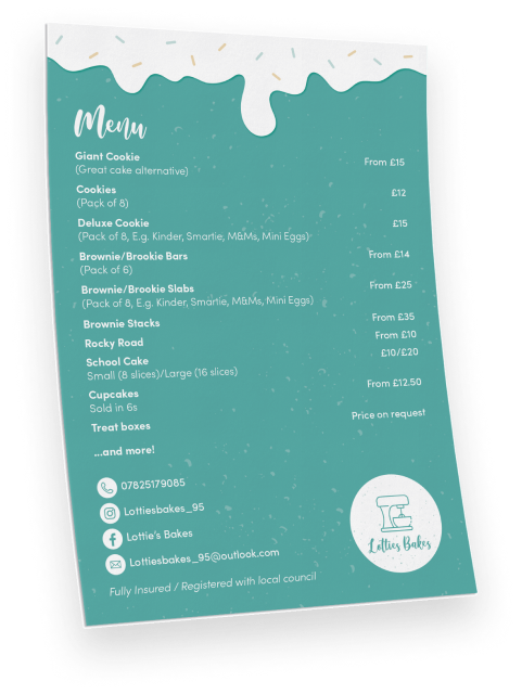 a picture of a leaflet for the client lottie bakes